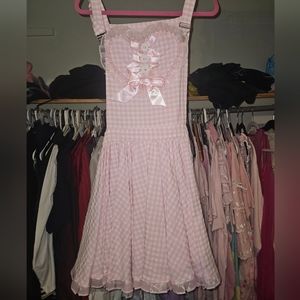 Pink Gingham Heart Apron Jumperskirt Dress